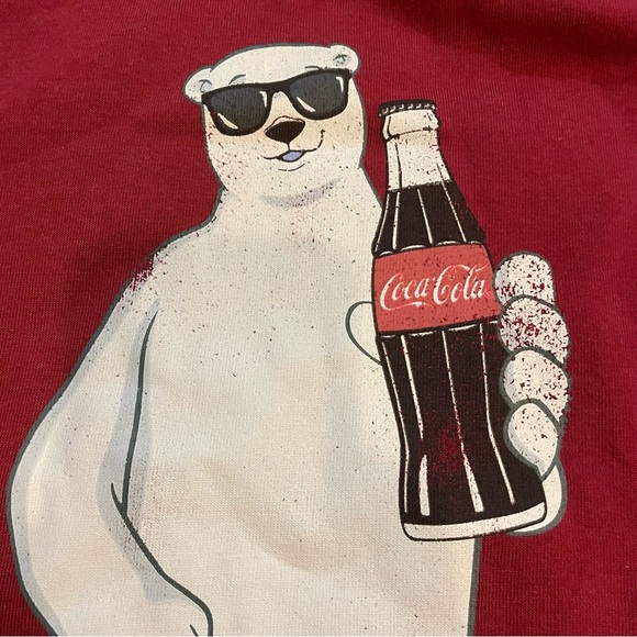 Coca Cola Red Sweatshirt Women’s Medium Polar Bear Graphic Cotton Blend Cozy - Picture 5 of 9